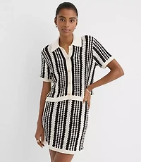 LOFT Beach Striped Crochet Polo Cardigan