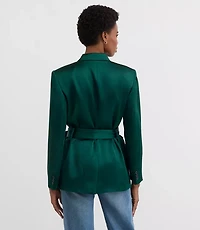 Satin Belted Modern Blazer
