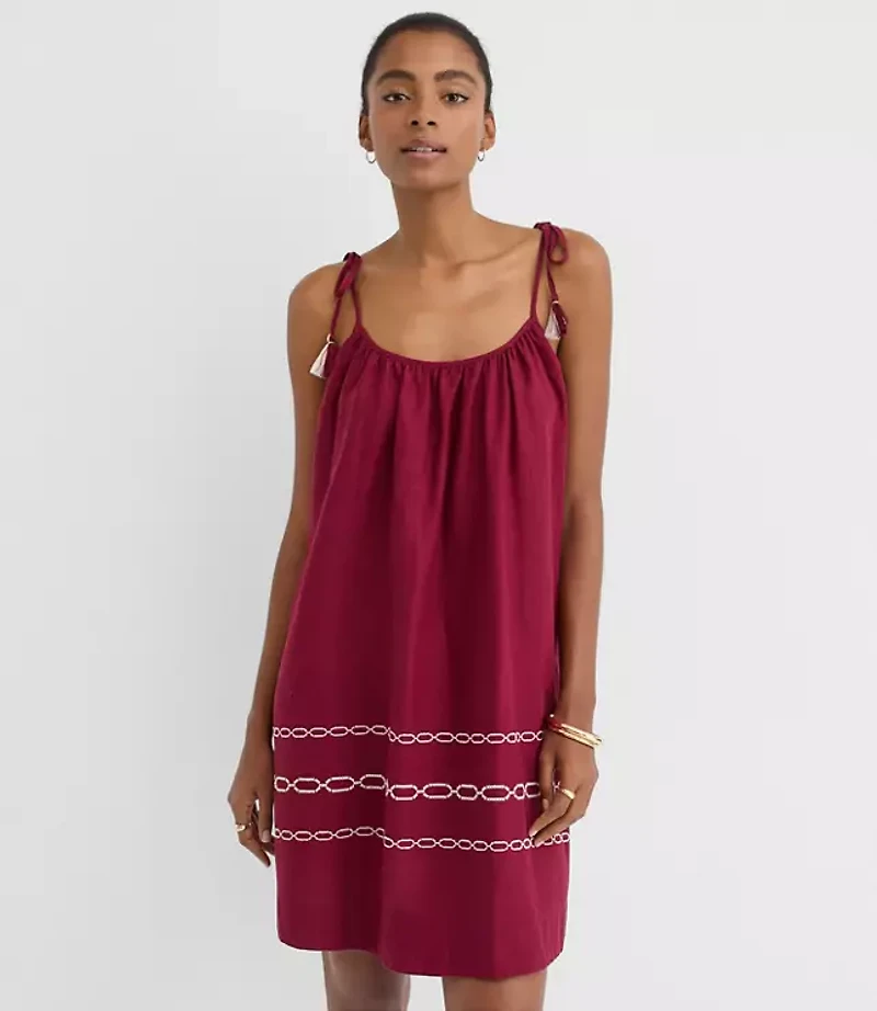 LOFT Beach Tie Strap Linen Cotton Pocket Dress