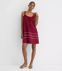 LOFT Beach Tie Strap Linen Cotton Pocket Dress
