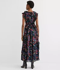 Petite Paisley Ruffle Flounce Maxi Dress