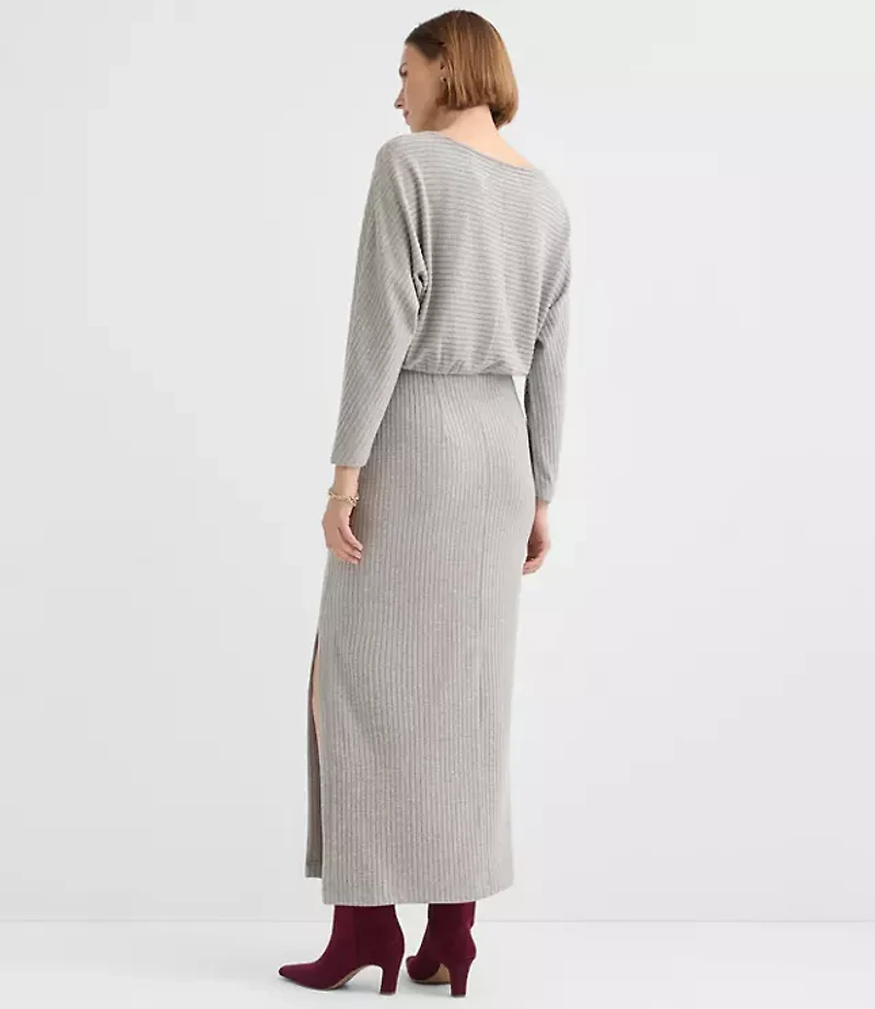 Petite Brushed Ottoman Side Pleated Midi Dress