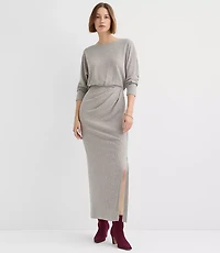 Petite Brushed Ottoman Side Pleated Midi Dress