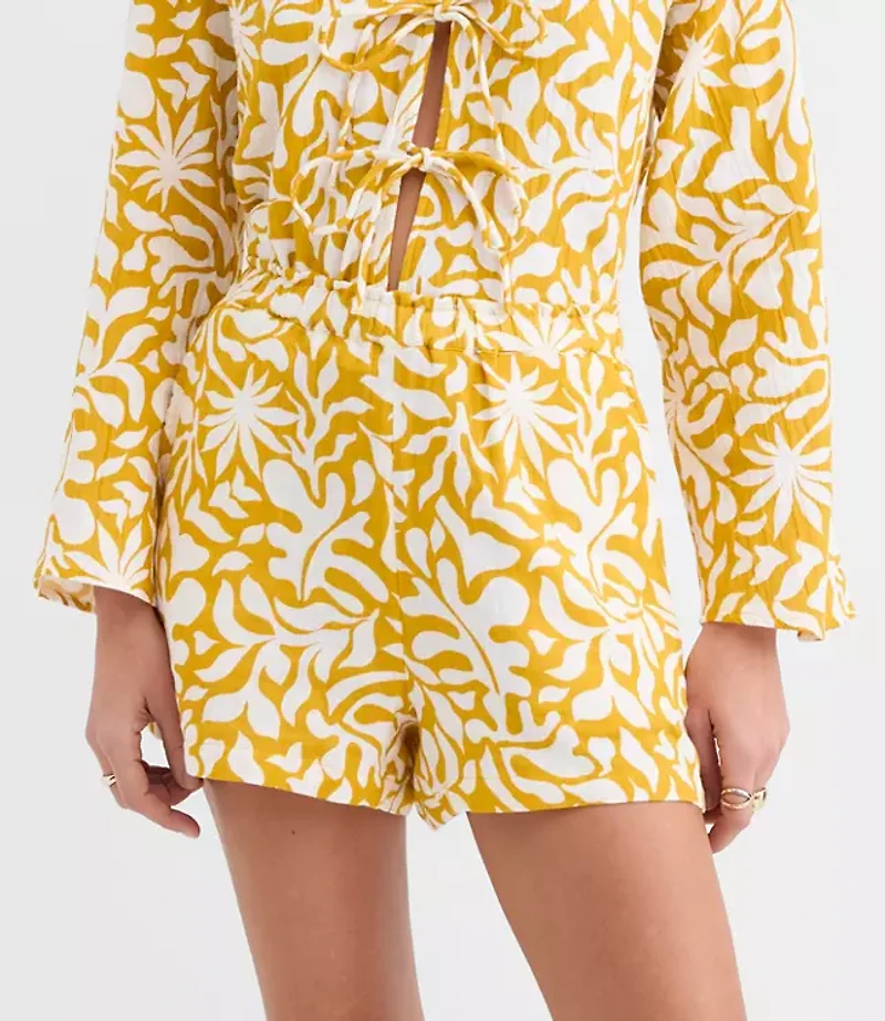 LOFT Beach Palm Ruffle Gauze Shorts