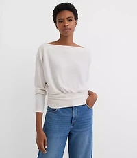 Petite Ruched Hem Boatneck Top