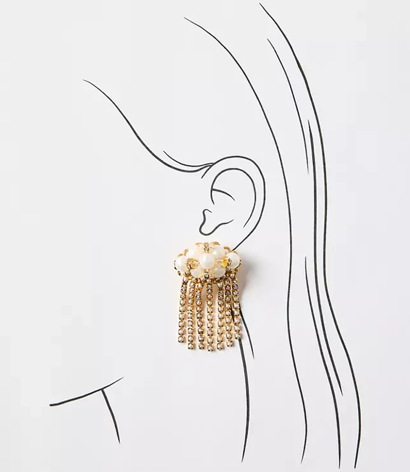 Italian Collection Pearlized Cluster Waterfall Earrings