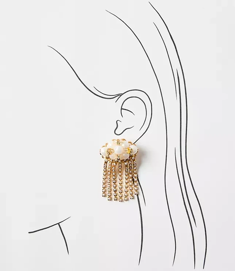 Italian Collection Pearlized Cluster Waterfall Earrings