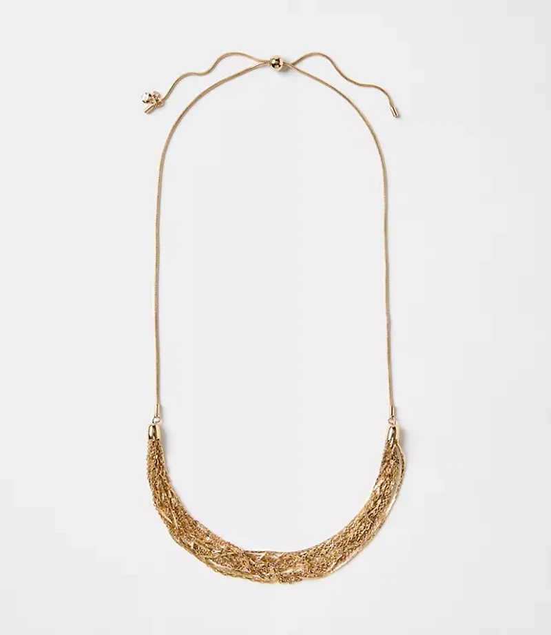 Multistrand Chain Pull Tie Necklace