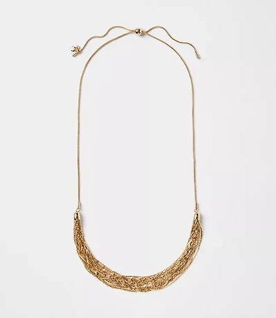Multistrand Chain Pull Tie Necklace