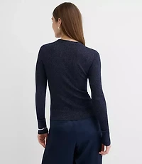 Petite Shimmer Mixed Ribbed Sweater