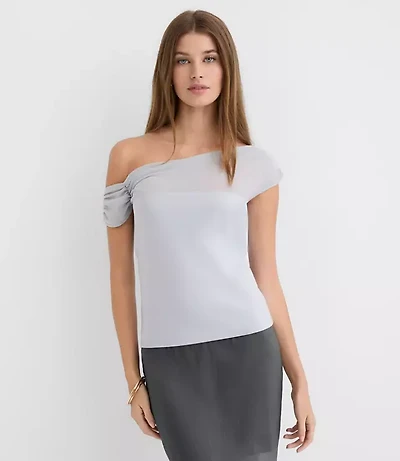 Petite Mesh Ponte Off The Shoulder Top