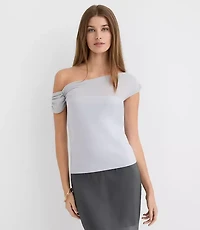 Petite Mesh Ponte Off The Shoulder Top