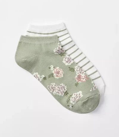 Floral & Stripe No Show Sock Set