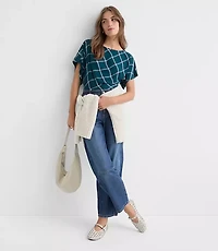 Plaid Pleated Wedge Top