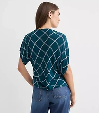 Plaid Pleated Wedge Top