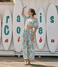 LOFT Beach Palm Poplin Maxi Pocket Skirt