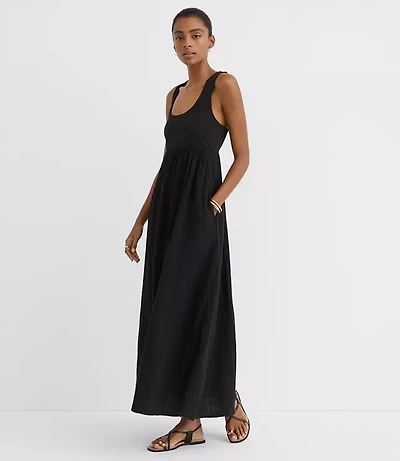 LOFT Beach Triple Cloth Mixed Media Maxi Pocket Dress