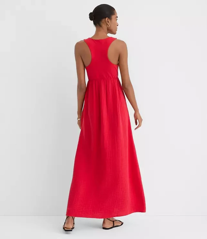 LOFT Beach Triple Cloth Mixed Media Maxi Pocket Dress