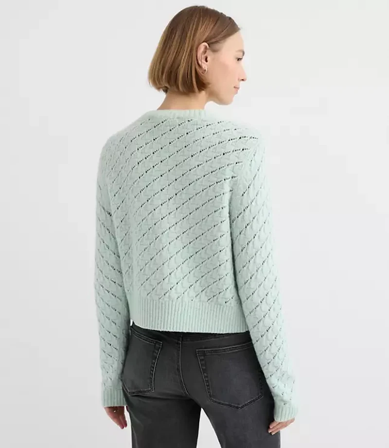 Petite Shimmer Pointelle Cardigan