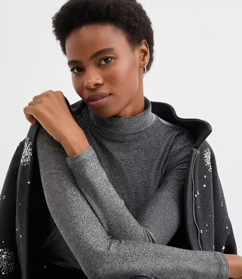 Shimmer Jersey Turtleneck Top