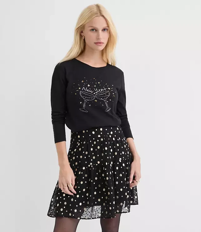 Sequin New Year Long Sleeve Everyday Tee