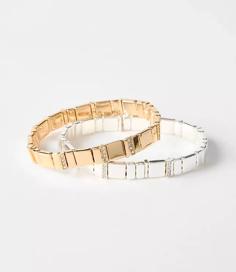 Sparkle Mixed Metal Chicklet Bracelet Set