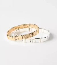 Sparkle Mixed Metal Chicklet Bracelet Set