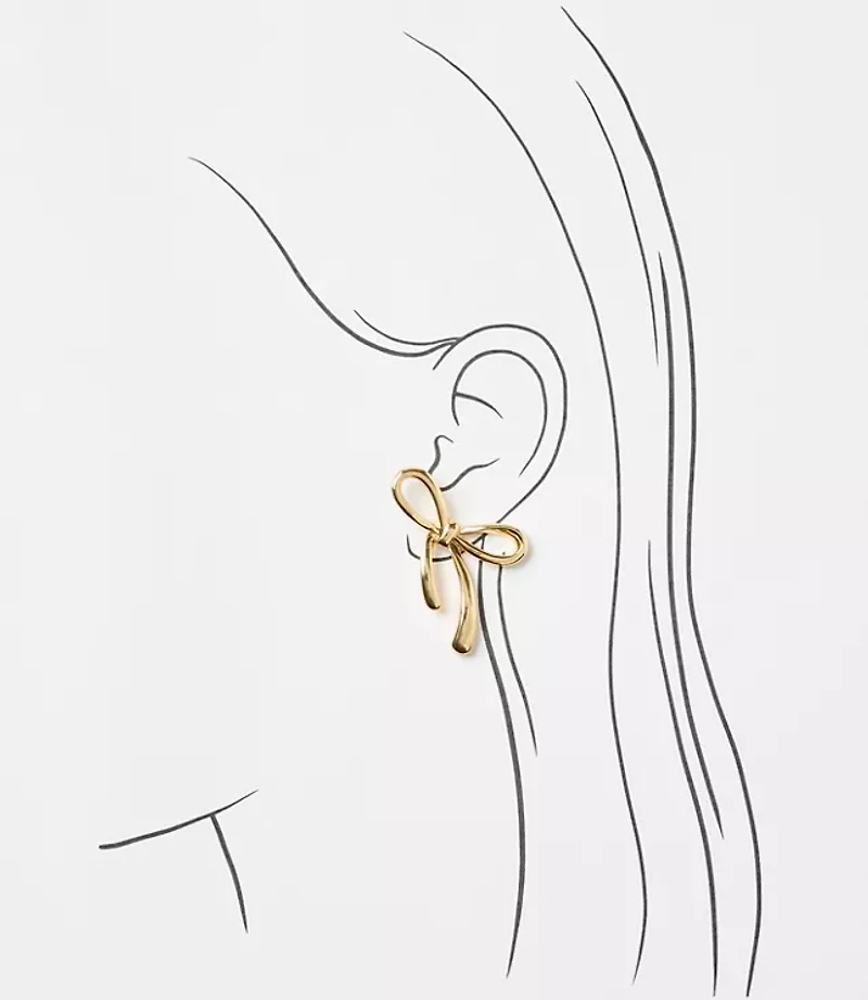 Metal Bow Stud Statement Earrings