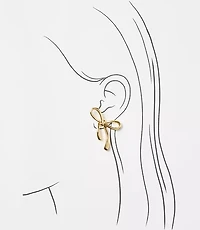 Metal Bow Stud Statement Earrings