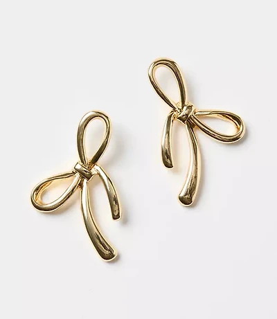 Metal Bow Stud Statement Earrings