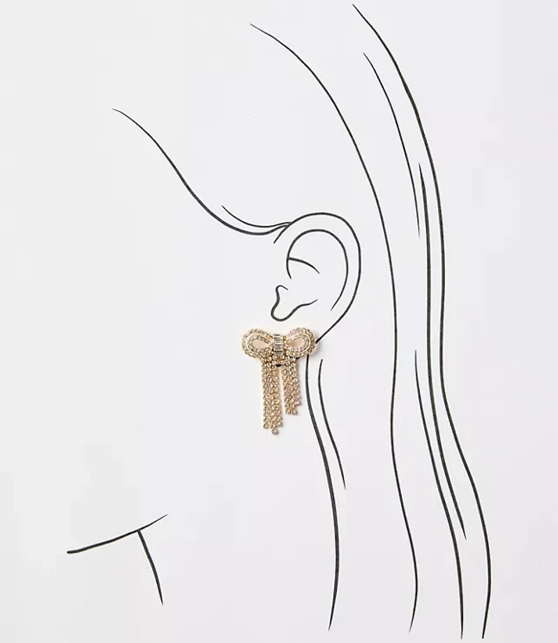 Crystal Bow Waterfall Earrings