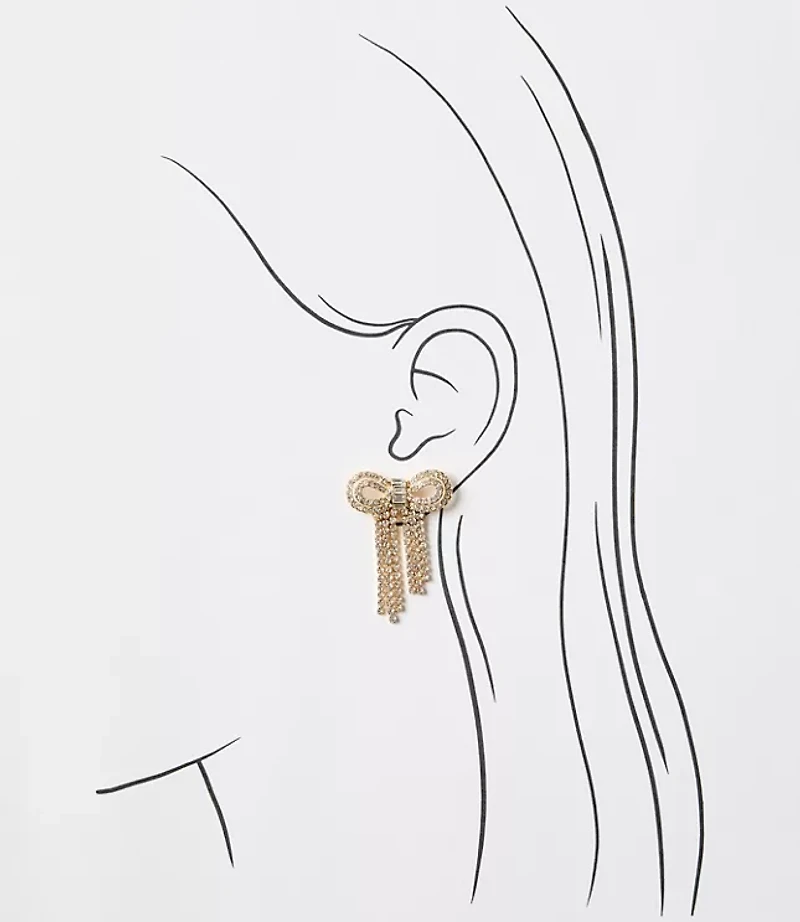 Crystal Bow Waterfall Earrings