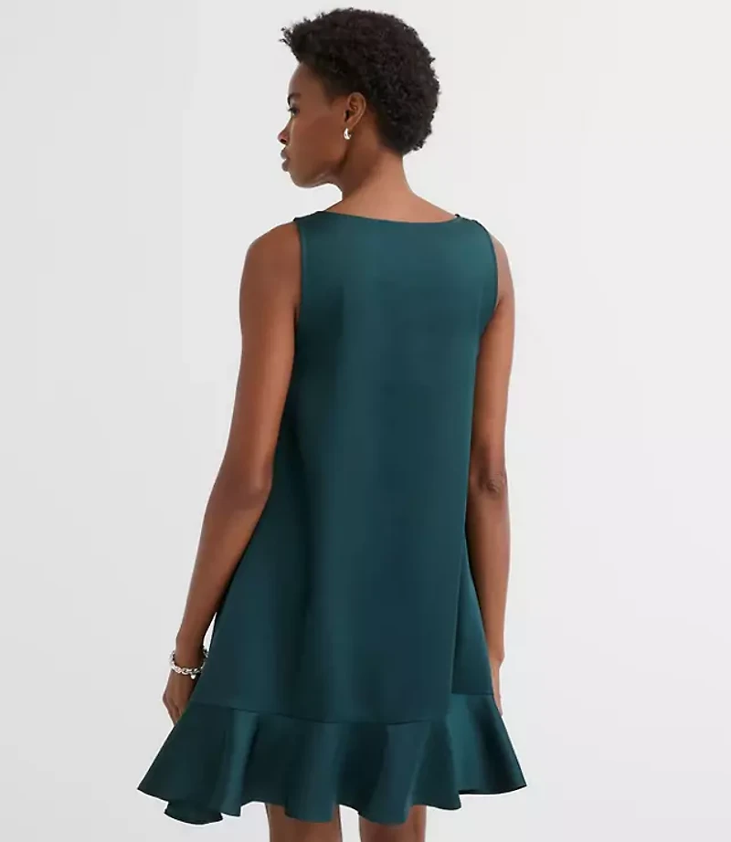 Satin Ruffle Mini Pocket Dress