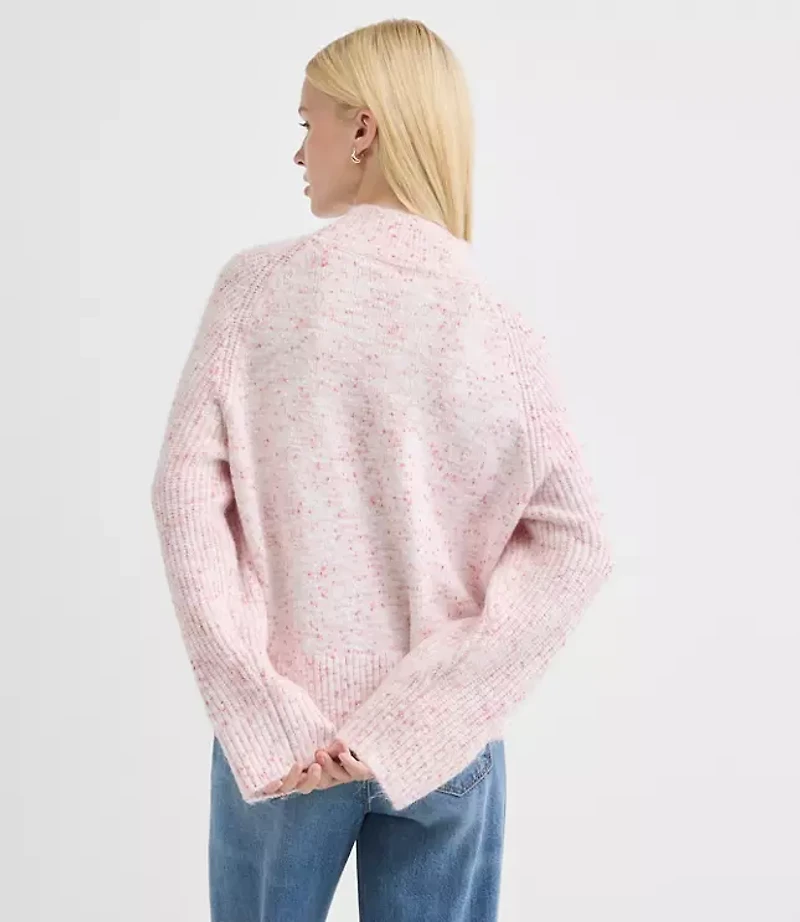 Petite Flecked Ribtrim Turtleneck Sweater