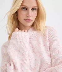 Petite Flecked Ribtrim Turtleneck Sweater