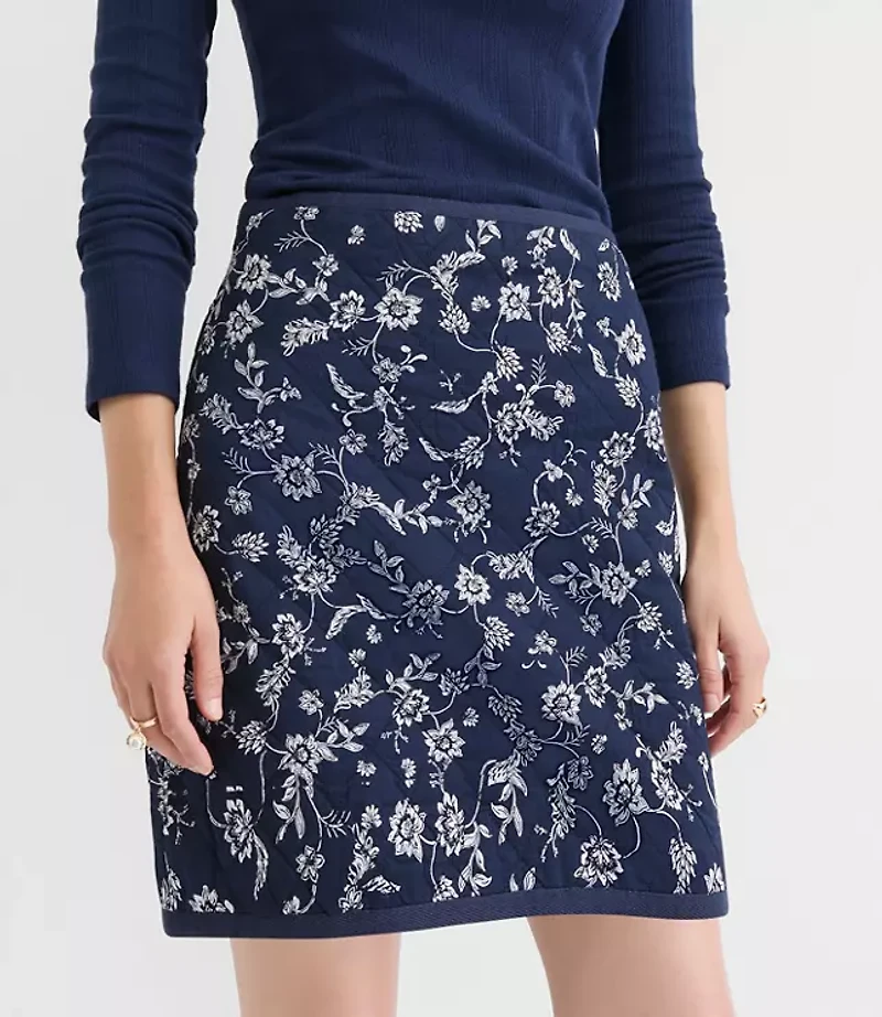 Floral Quilted Mini Skirt
