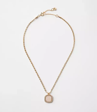 Mother Of Pearl Square Double Chain Necklace