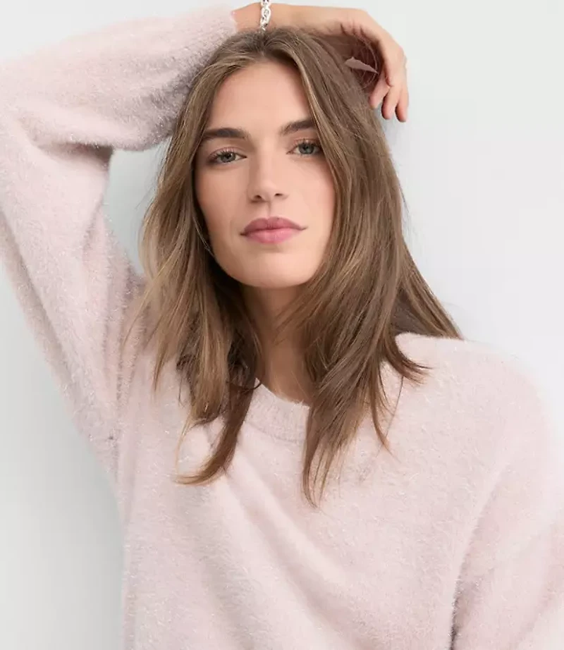 Petite Shimmer Fuzzy Sweater