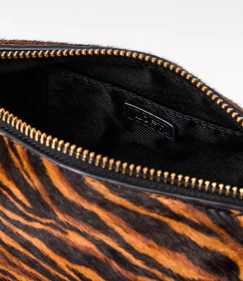 Zebra Print Haircalf Elongated Shoulder Bag