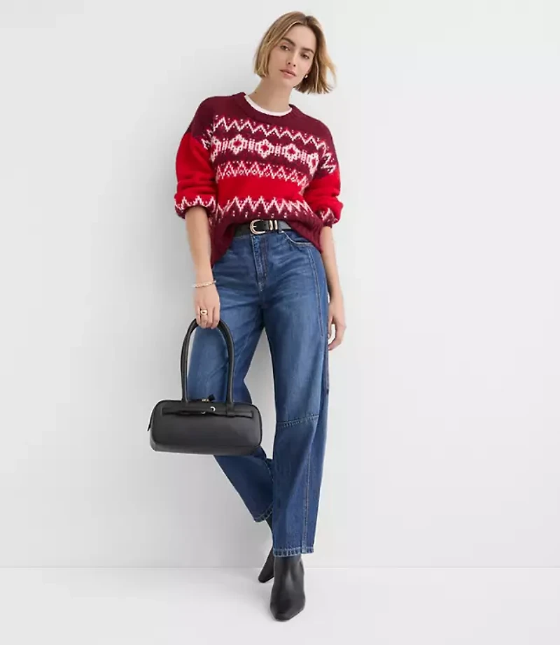 Petite Colorblock Fair Isle Sweater
