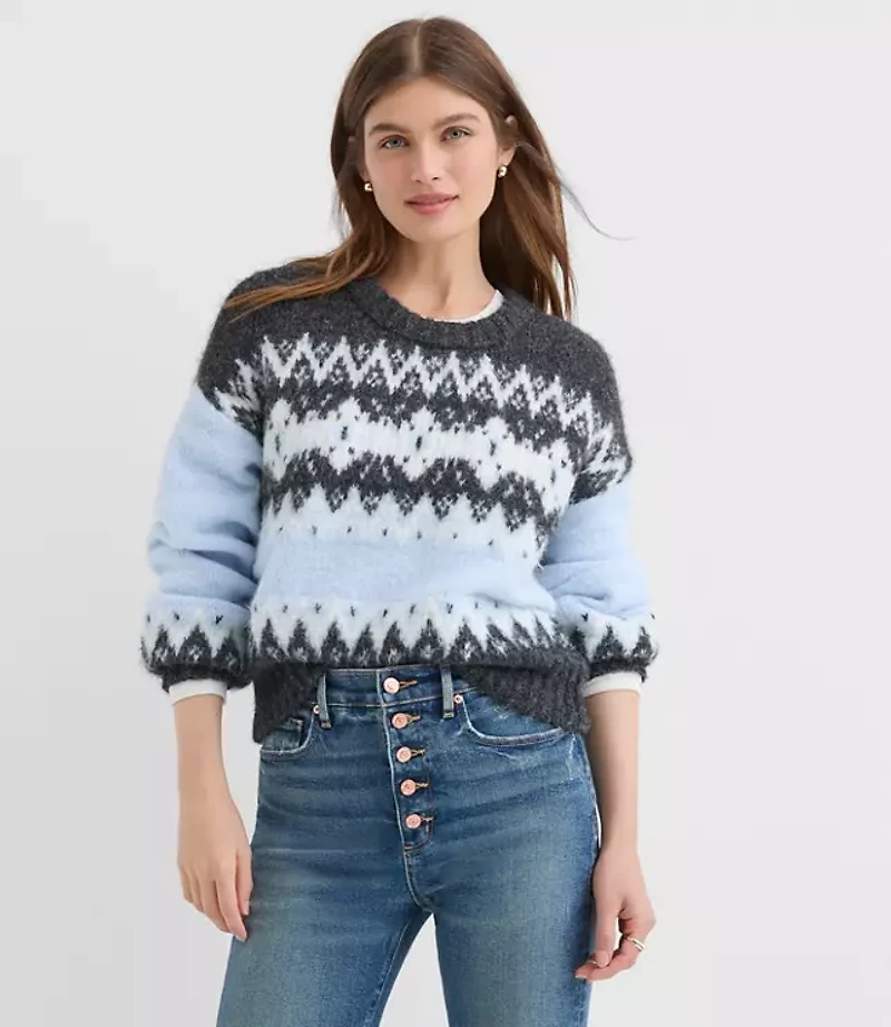 Petite Colorblock Fair Isle Sweater