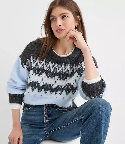 Petite Colorblock Fair Isle Sweater