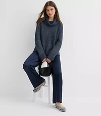 Petite Shimmer Cuffed Ribbed Mock Neck Sweater