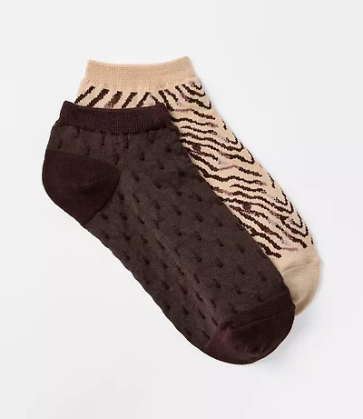 Zebra Print & Geo Sneaker Sock Set