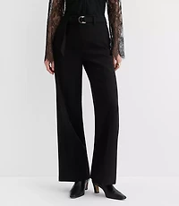 Petite Belted Stovepipe Pants Doubleface
