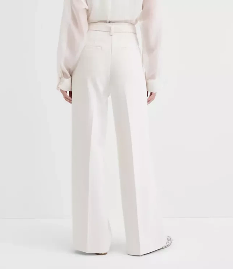 Petite Belted Stovepipe Pants in Doubleface