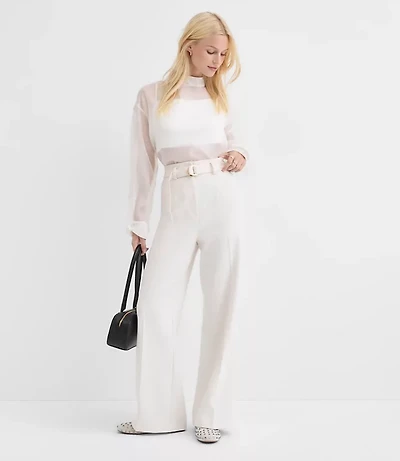 Petite Belted Stovepipe Pants in Doubleface