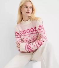 Petite Fair Isle Shoulder Trim Sweater