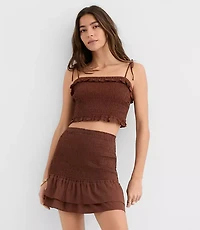 LOFT Beach Ruffle Smocked Mini Skirt