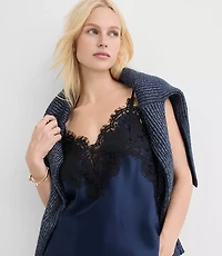 Petite Lace Trim Satin Cami